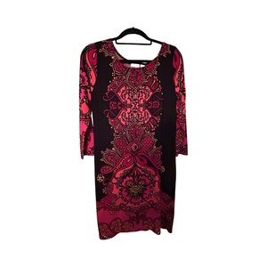 CABI Red, Pink and Black Midi Dress